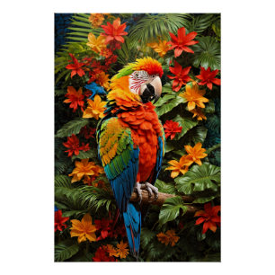 Póster Pássaro Macaw Colorido