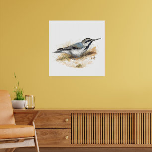 Poster pássaro na praia