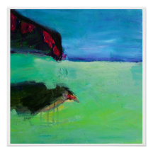 Pássaro na praia poster brilhante 20x20