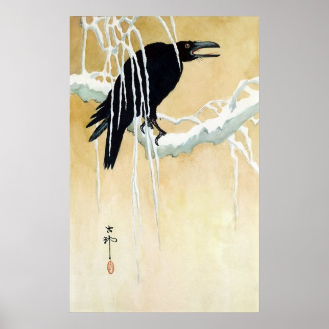 Póster Pássaro Neve, Ikeda Koson (Frente)