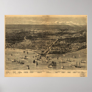 Póster Pássaro-Olho-Vista de Chicago antes do grande fog