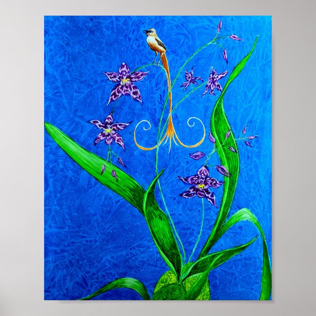 Poster Pássaro Orquídeo do Havaí Feliz (Frente)