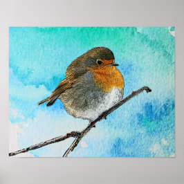 Póster Pássaro Robin abstrato moderno na mola