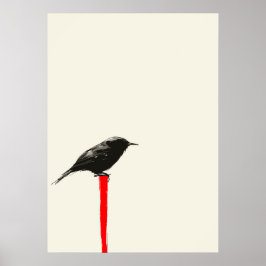 Poster Pássaro Sombra em um Poste Vermelho