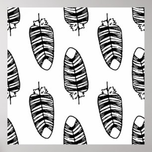 Poster Pássaro striped feather. Padrão sem costura