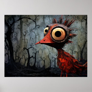 Poster Pássaro vermelho-cartoon