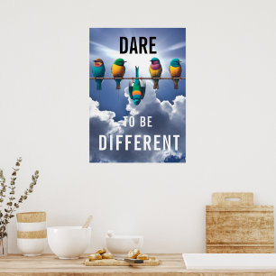 Poster Pássaros bonito em um Pássaro Fio
