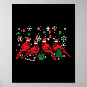 Poster Pássaros Cardinal de Natal Papai Noel Fofo Natal H