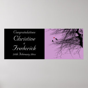 Póster Pássaros do Amor, banner decorativo de casamento