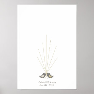Poster Pássaros do amor do Guestbook do casamento da