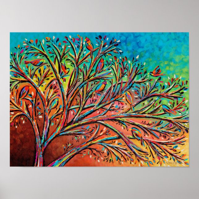 Poster Pássaros do Árvore do Sol II (Frente)