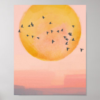 Poster Pássaros do Pôr do Sol