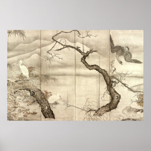 Póster Pássaros e Flores por Sesshū Tōyō