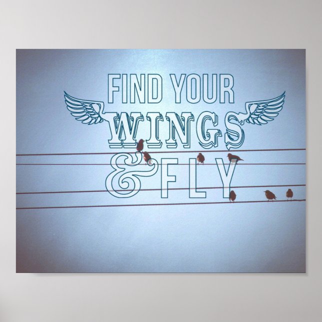 Poster Pássaros em um arame, voando (Frente)