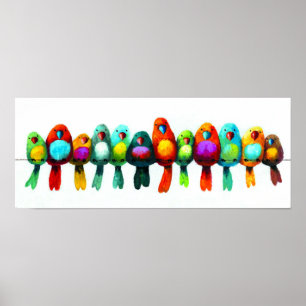 Poster Pássaros em um fio