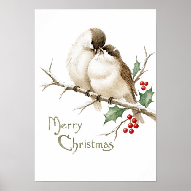 Poster Pássaros em um Galho de Natal (Frente)