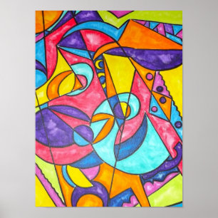 Póster Pássaros Esmagando Na Árvore-Moderna Bauhaus