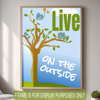 Poster Pássaros Fofos Desenhados à Mão Live On The Outsid