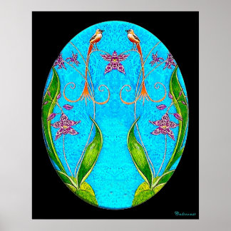 Póster Pássaros Havaianos - Pintura por Aquarela