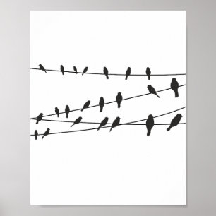 Poster Pássaros na decoração branca da arte da parede 