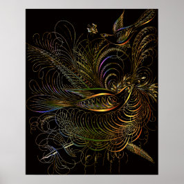 POSTER PÁSSAROS ORNAMENTAIS ARTE BOTÂNICA EM OURO PRETO