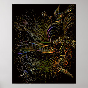 POSTER PÁSSAROS ORNAMENTAIS ARTE BOTÂNICA EM OURO PRETO