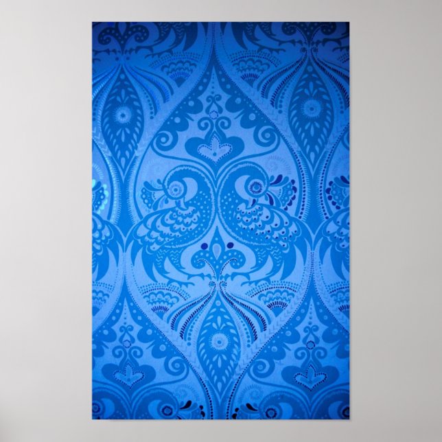 Poster Pássaros Pavão Azul Oriental (Frente)