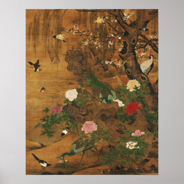 Poster Pássaros se Reúnem sob o Salgueiro da Primavera (Frente)