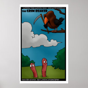 Póster Pássaros & Vermes O Béquer Sombrio Cartazes Engraç