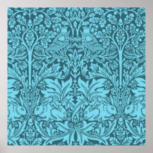 Poster Pássaros Vintage e Coelhos,