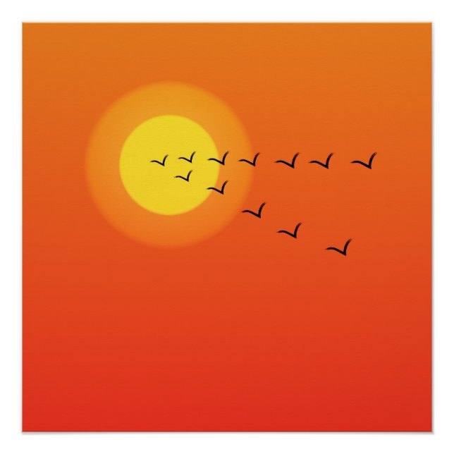 Póster Pássaros voando para o sol (Frente)