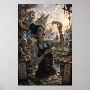 Poster Passatempos / Chef de Sushi / Mercado de Peixes do