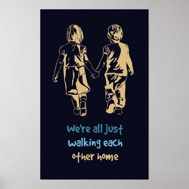 Poster Passeando uma à outra citação inspiracional domést (Frente)