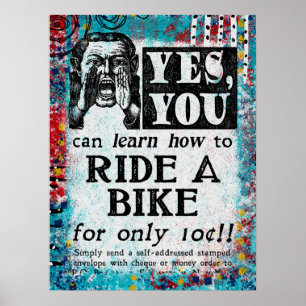 Poster Passear Uma Bicicleta - Engraçado Anúncio Vintage