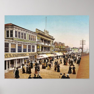 Póster Passeio à beira mar em Atlantic City, 1900