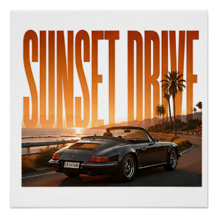 Póster Passeio ao Pôr do Sol Gráfico de Viagem de Luxo