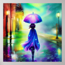 Passeio colorido na chuva