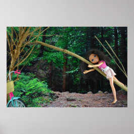 Poster Passeio de bicicleta para dentro da floresta