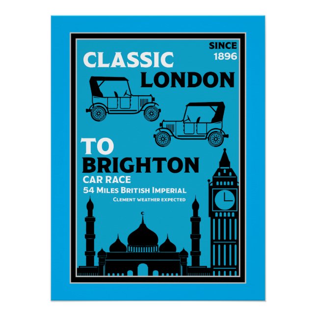 Póster Passeio de Carros Antigos de Londres a Brighton (Frente)