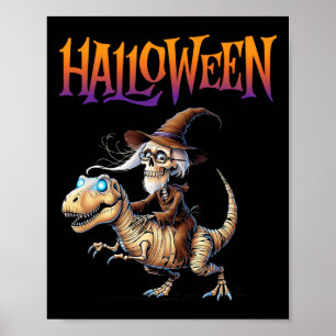 Poster Passeio de Esqueleto de T-Rex de Halloween