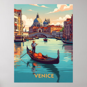 Poster Passeio de gôndola em Veneza com edifícios históri