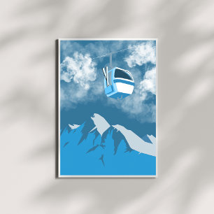 Poster Passeio de Gôndola Pintura de Inverno na Montanh