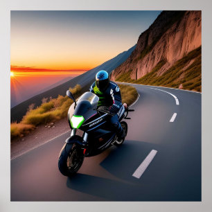 Poster Passeio de Moto pela Montanha Cênica para Fãs de M