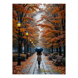 Póster Passeio de Outono – Caminho de Folhas Douradas