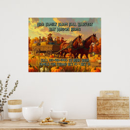 Poster Passeio de Vagão Puxado a Cavalo na Colheita de Ou