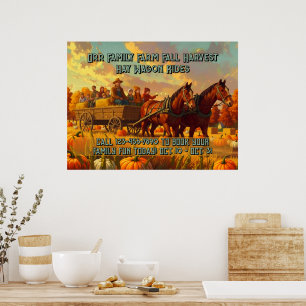 Poster Passeio de Vagão Puxado a Cavalo na Colheita de Ou