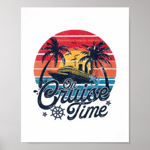 Poster Passeio do Pôr do Sol Retrô no Tempo de Cruzeiro O