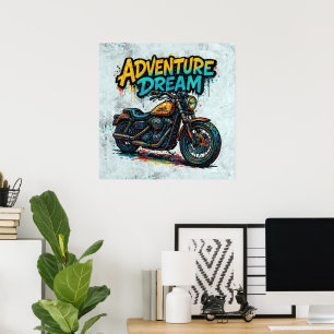 Poster Passeio dos Sonhos de Aventura / Moto Chopper Vint