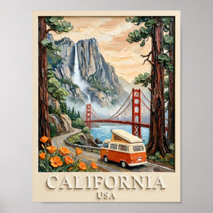 Poster Passeio pela Califórnia Paisagem Texturizada Vinta