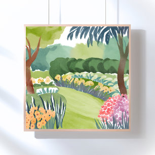 Poster Passeio pelo Jardim de Flores Aquarela da Nature